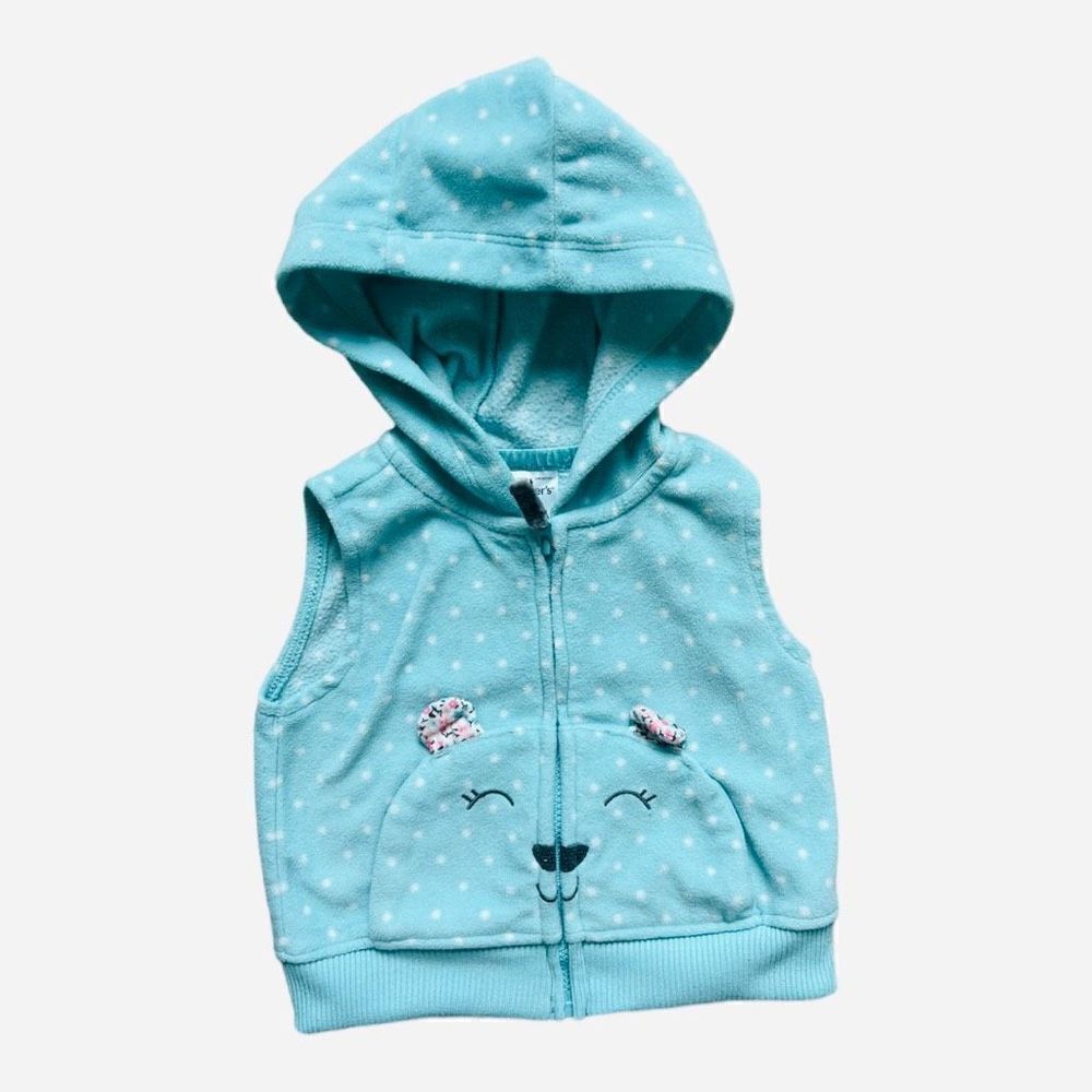 Baby Girls Carters Cozy Bear Fleece Hooded Vest - Sz 3 mo
